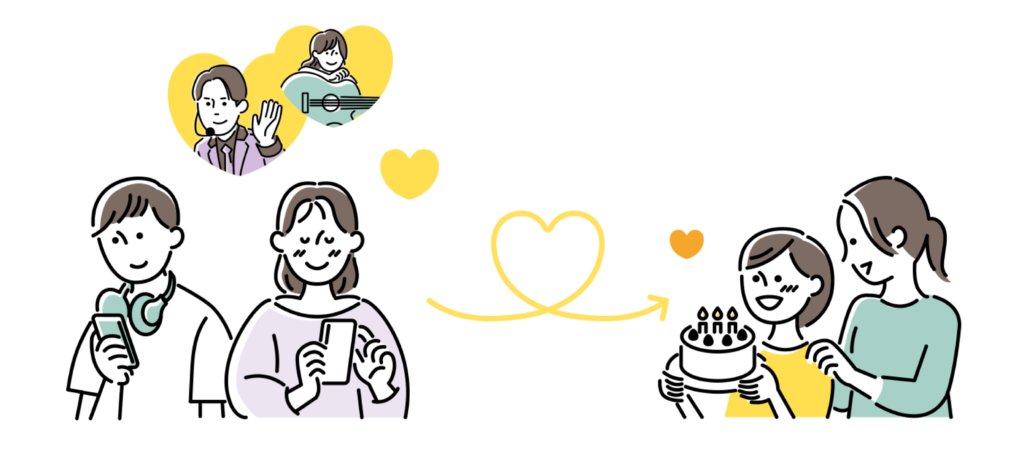 誕生日ケーキを届けるイラスト